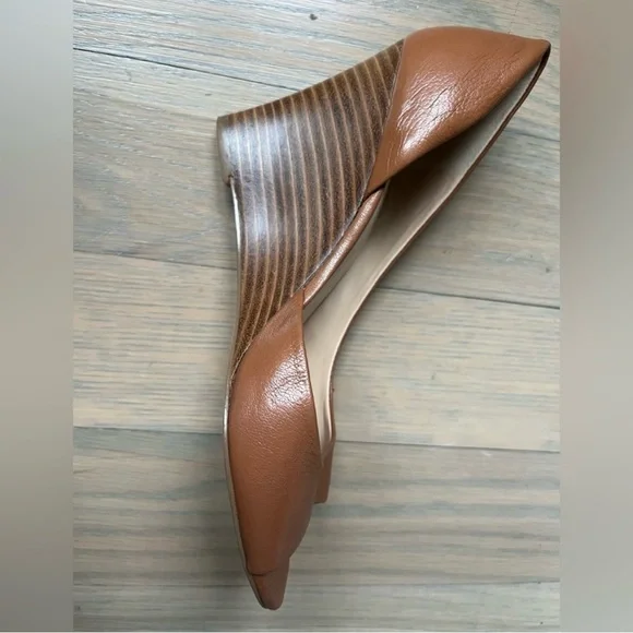 Nine West Brown shoes Peep Toe Heels wedge - Picture 4 of 6